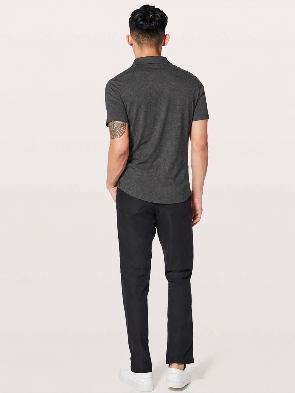 Lululemon Men's Performance Short Sleeve Shirt Polo – Heathered Charcoal Gray - Picture 2 of 6